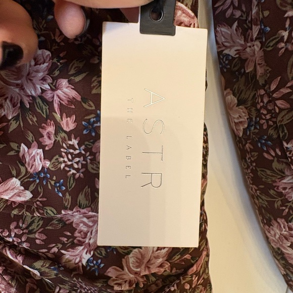 ASTR The Label Brown Floral Ruched Maxi Dress Puff Sleeve Romantic Small NWT - Picture 11 of 11